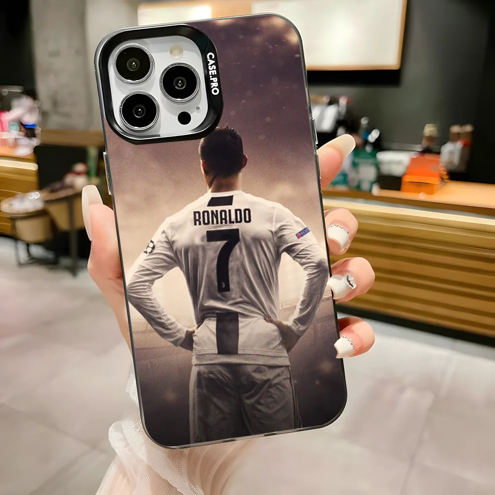 CR7 Football Star R-Ronaldo-Es Phone Case for Iphone 16,15,14,13,12,11,Pro,Max,Plus,Mini,Xs,Se anti Fall Black Matte Hard Bumper