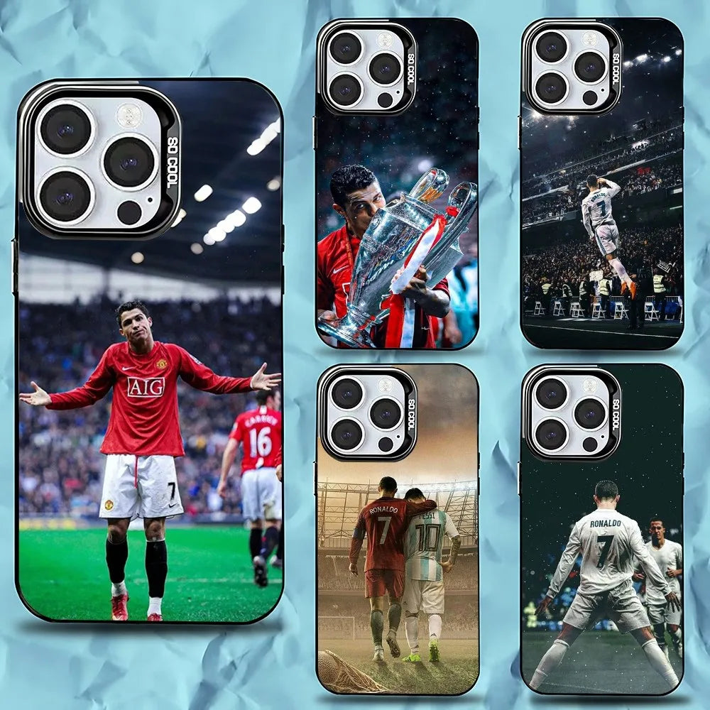 CR7 Football Star R-Ronaldo-Es Phone Case for Iphone 16,15,14,13,12,11,Pro,Max,Plus,Mini,Xs,Se anti Fall Black Matte Hard Bumper