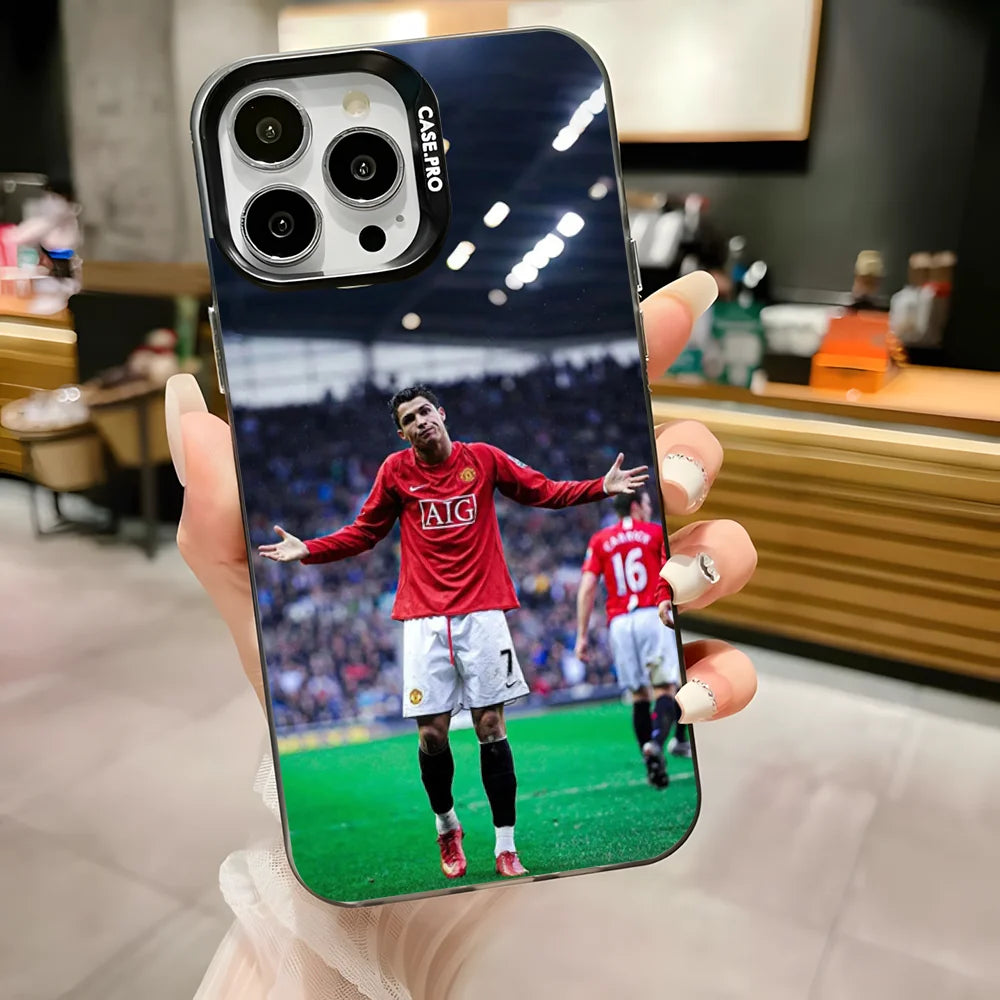 CR7 Football Star R-Ronaldo-Es Phone Case for Iphone 16,15,14,13,12,11,Pro,Max,Plus,Mini,Xs,Se anti Fall Black Matte Hard Bumper