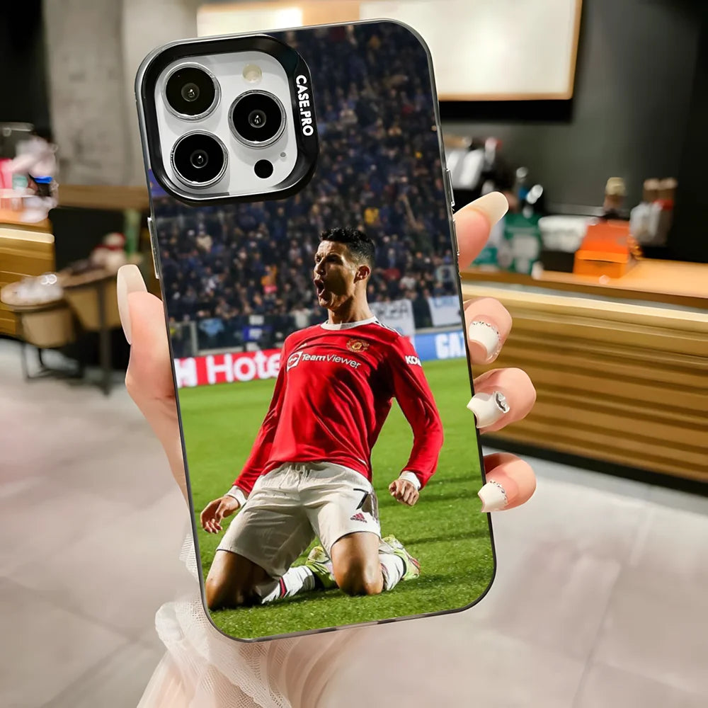 CR7 Football Star R-Ronaldo-Es Phone Case for Iphone 16,15,14,13,12,11,Pro,Max,Plus,Mini,Xs,Se anti Fall Black Matte Hard Bumper