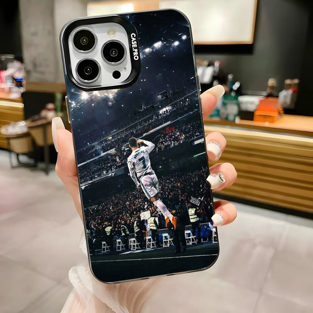 CR7 Football Star R-Ronaldo-Es Phone Case for Iphone 16,15,14,13,12,11,Pro,Max,Plus,Mini,Xs,Se anti Fall Black Matte Hard Bumper