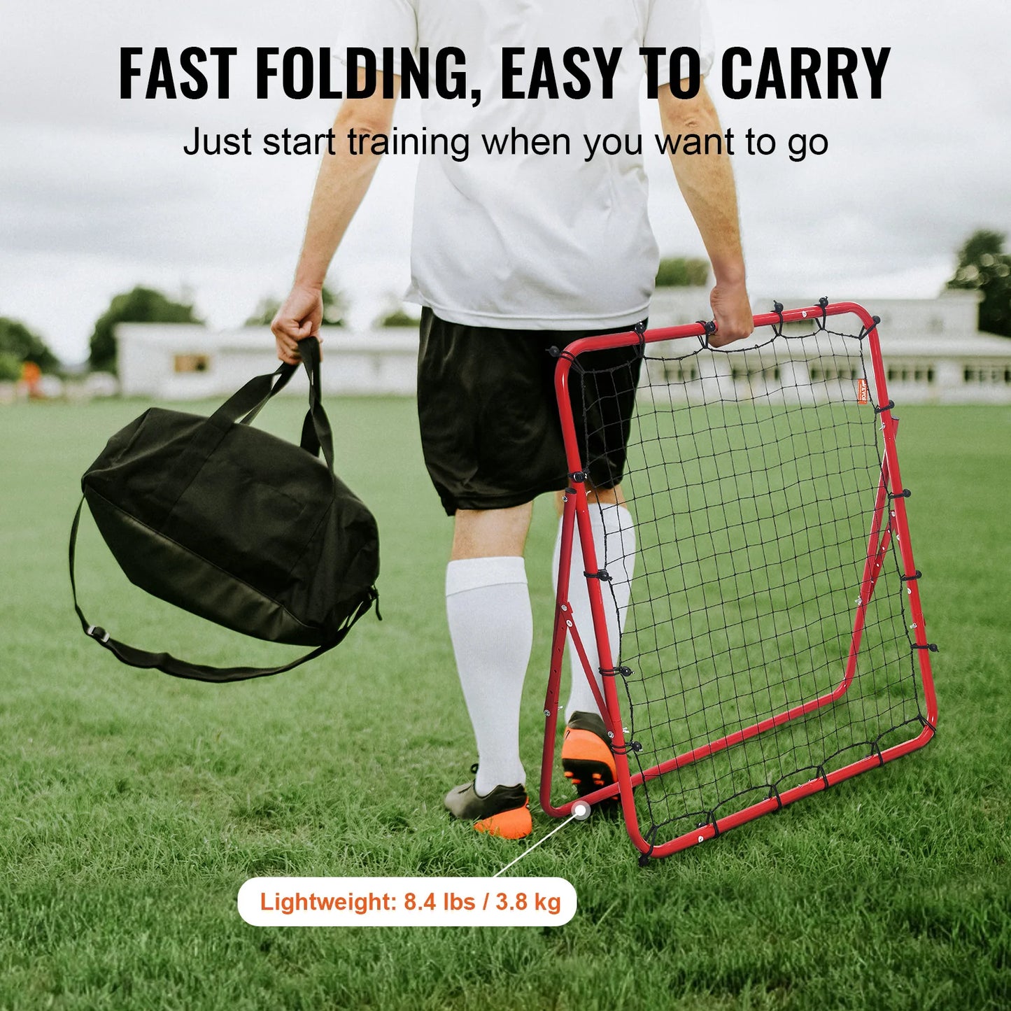 Succebuy Soccer Rebounder Rebound Net Portable Football Training Gifts Adjustable Angles Goal Net Aids & Equipment Easy Set Up