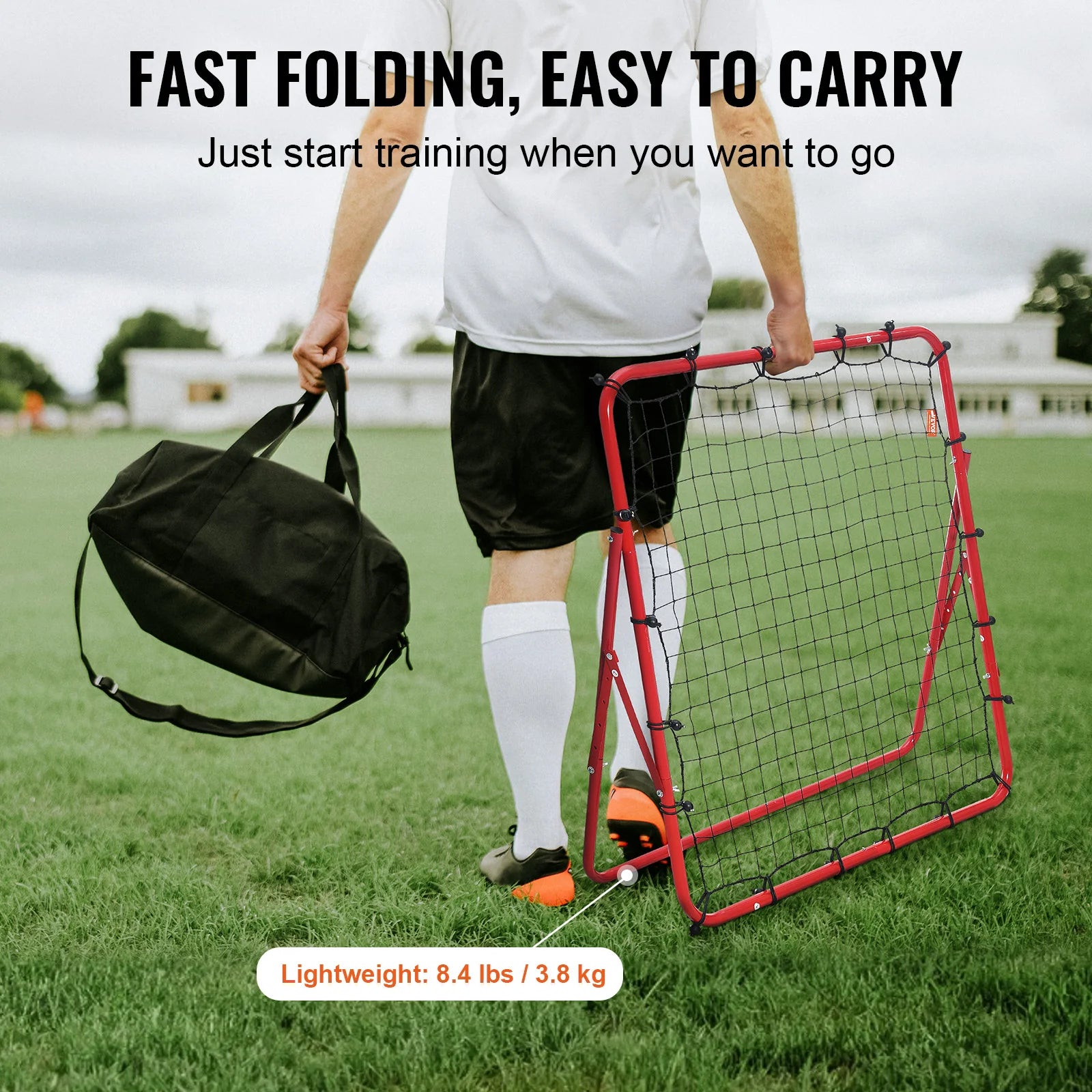 Succebuy Soccer Rebounder Rebound Net Portable Football Training Gifts Adjustable Angles Goal Net Aids & Equipment Easy Set Up