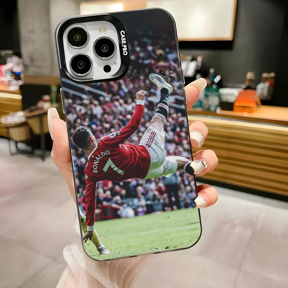 CR7 Football Star R-Ronaldo-Es Phone Case for Iphone 16,15,14,13,12,11,Pro,Max,Plus,Mini,Xs,Se anti Fall Black Matte Hard Bumper