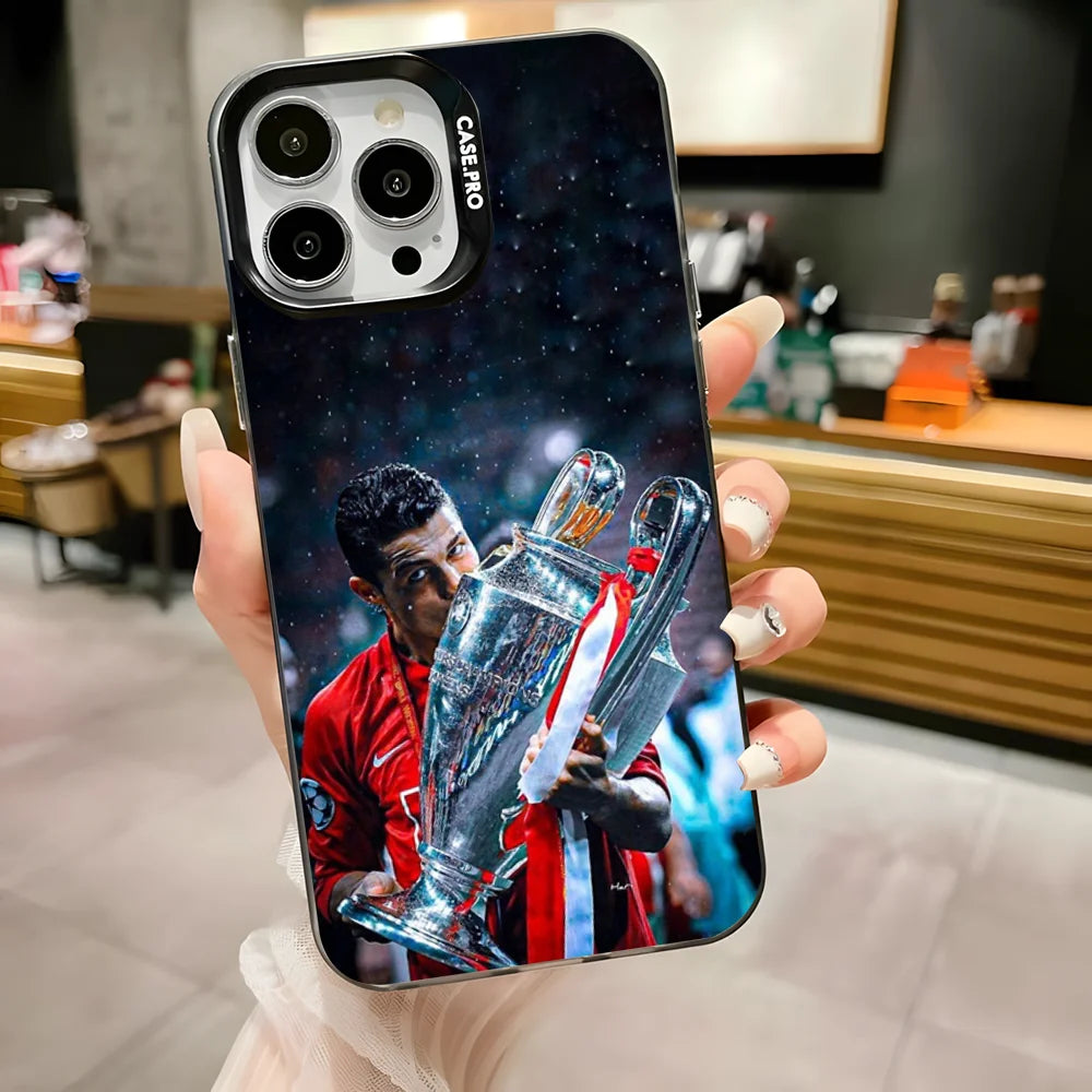 CR7 Football Star R-Ronaldo-Es Phone Case for Iphone 16,15,14,13,12,11,Pro,Max,Plus,Mini,Xs,Se anti Fall Black Matte Hard Bumper